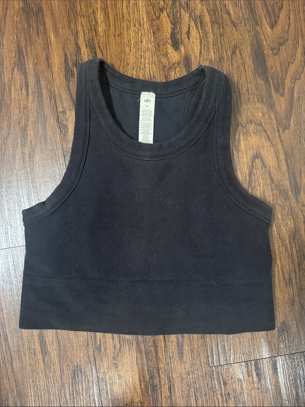 ALO Yoga Black Ribbed Cropped Tank
